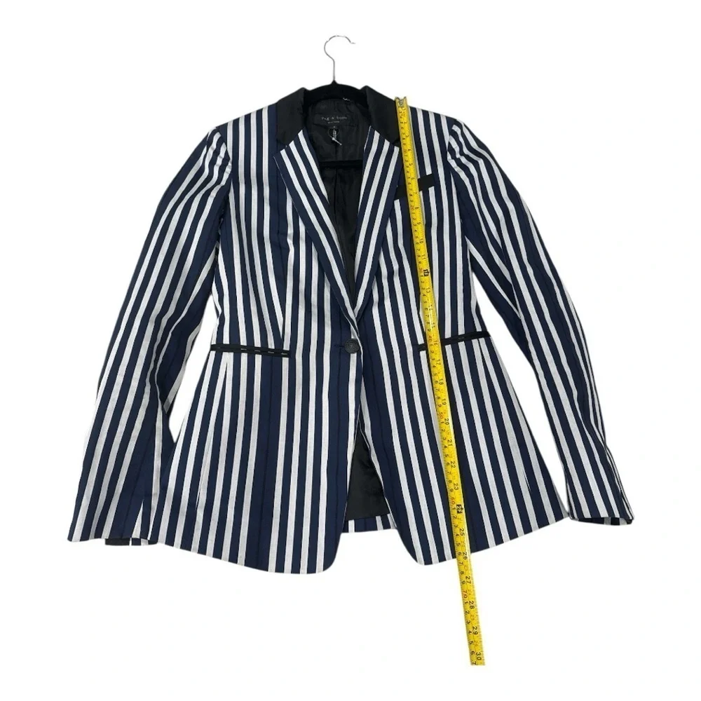 Rag & Bone Windsor Blazer Navy/White Striped Cotton Size 2